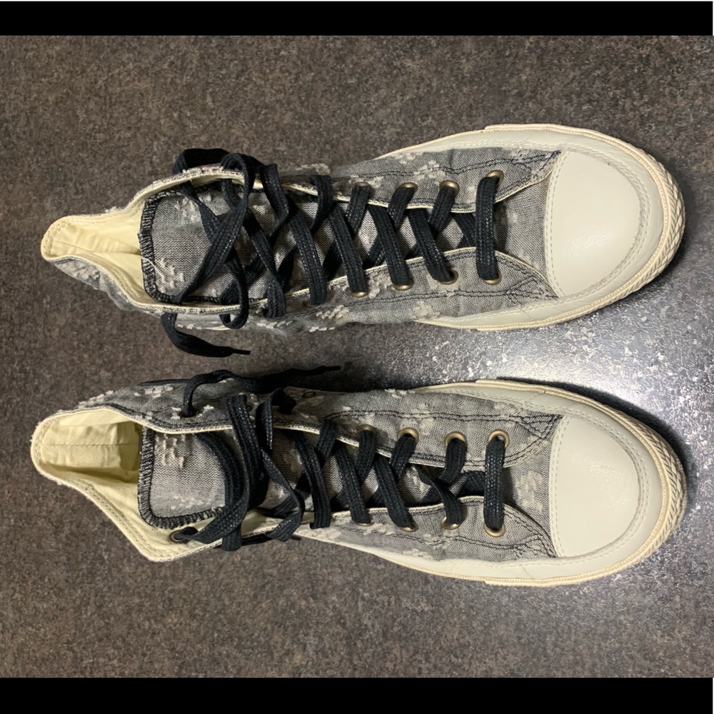 Converse High Top Distressed Canvas Blue Gray